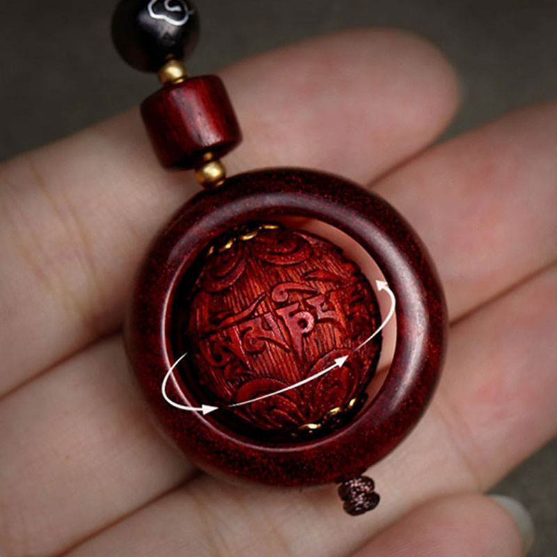 Nimara Ritual Tibetan Small Leaf Red Sandalwood Ebony Luck Protection Rotation Decoration