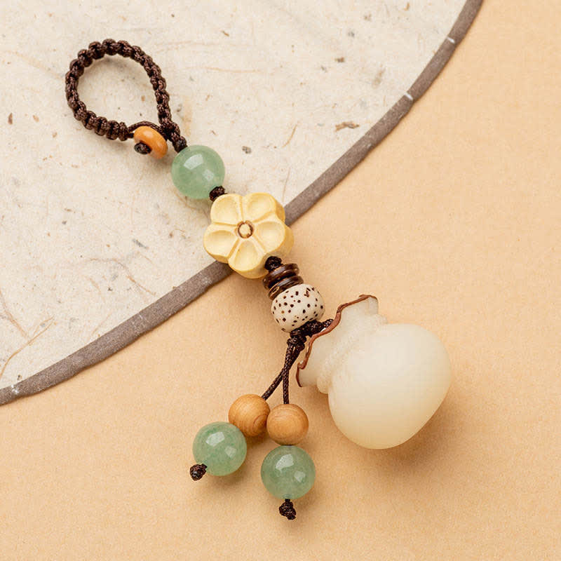 Nimara Ritual Natural Bodhi Seed Money Bag Flower Blessing Prosperity Keychain