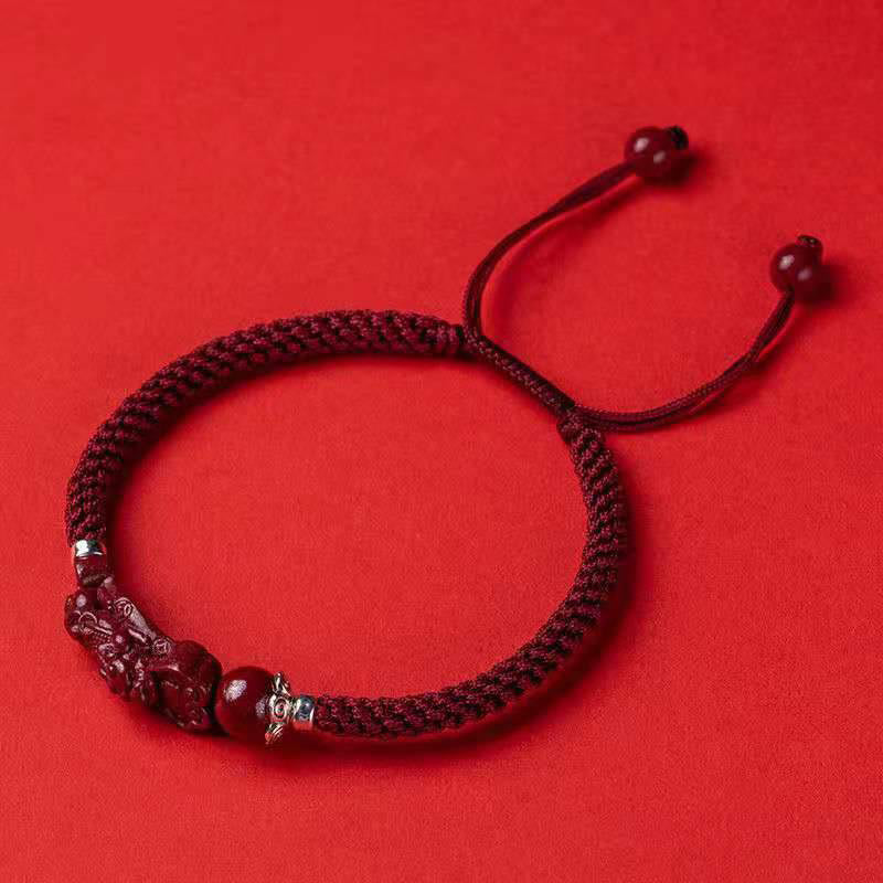 Nimara Ritual Handcrafted PiXiu Cinnabar Wealth Luck Braided Bracelet