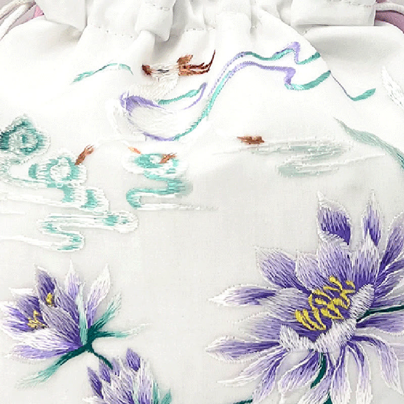 Nimara Ritual Suzhou Embroidery Rabbit Lotus Epiphyllum Peony Magnolia Silk Tote Crossbody Bag Shoulder Bag Handbag