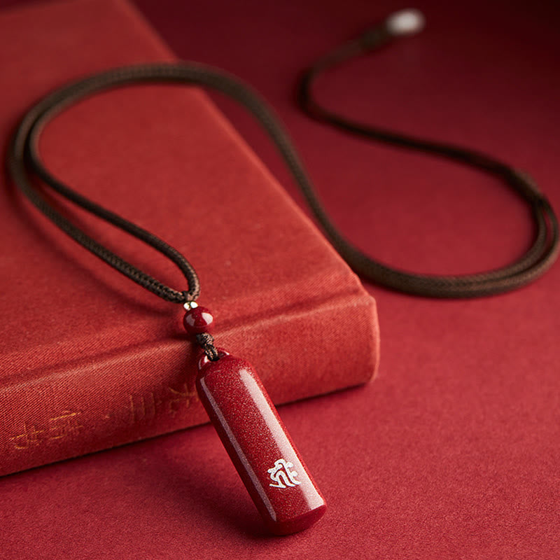 Nimara Ritual Chinese Zodiac Natal Buddha Cinnabar Amulet Protection String Necklace Pendant