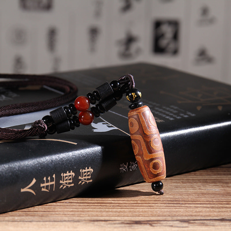 Nimara Ritual Tibetan Nine-Eye Dzi Bead Wealth Necklaces & Pendants