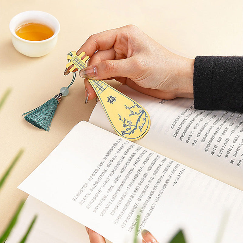 Nimara Ritual Classical Musical Instruments Pipa Guzheng Guqin Ruan Metal Bookmarks Tassel With Gift Box