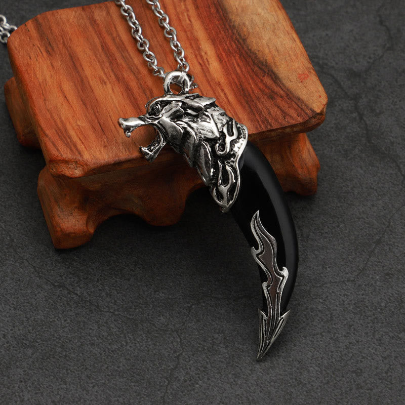 Nimara Ritual Imitation Wolf Tooth Titanium Steel Balance Necklace Pendant