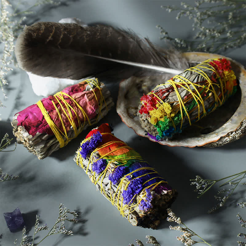 Nimara Ritual Colorful Daisy Red Rose Flowers Smudge Stick for Home Cleansing Incense Healing Meditation Smudge Sticks Rituals Set