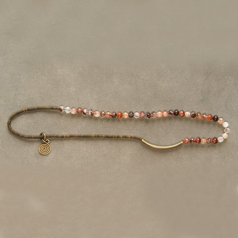 Nimara Ritual Purple Phantom Red Hematoid Quartz Green Rutilated Quartz Copper Love Forgive Bracelet
