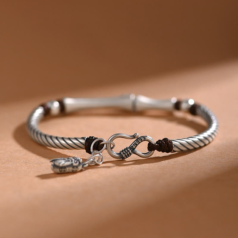 Nimara Ritual 999 Sterling Silver Bamboo Pattern Cicada Luck Wealth Bracelet