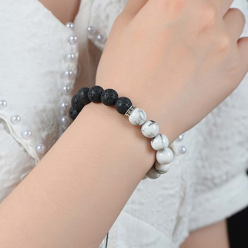 Nimara Ritual Yin Yang Lava Stone Protection Bracelet