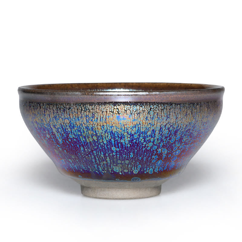 Nimara Ritual Chinese Jianzhan Blue Colorful Glaze Ceramic Teacup Tenmoku Kung Fu Tea Cup With Gift Box
