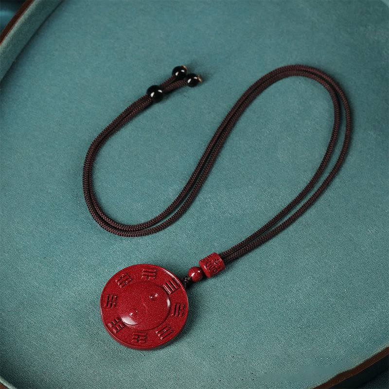 Nimara Ritual Cinnabar Yin Yang Bagua Blessing Necklace Pendant