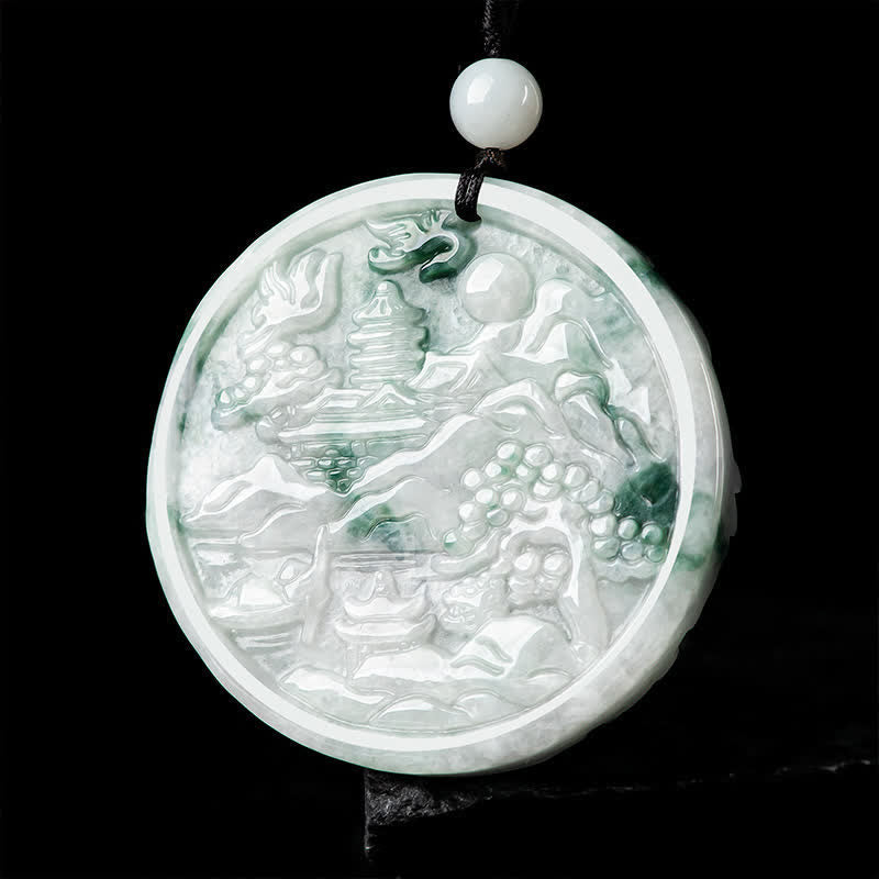 Nimara Ritual Mountain Landscape Jade Abundance String Necklace