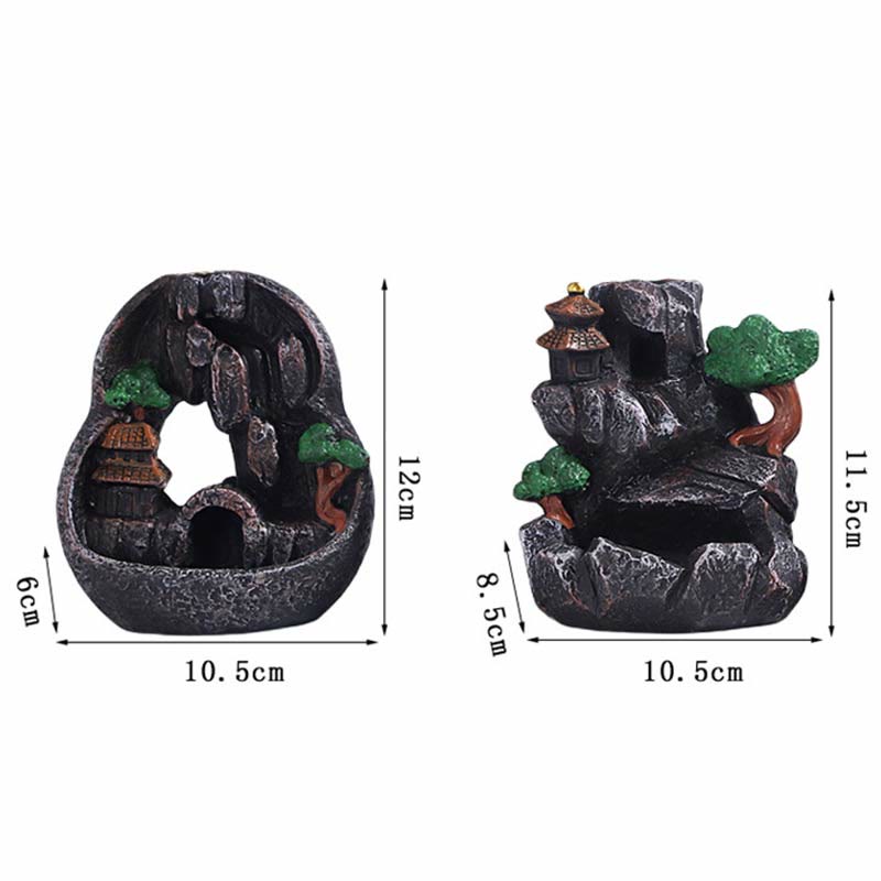 Nimara Ritual Mountain Bridges Pattern Meditation Resin Backflow Incense Burner