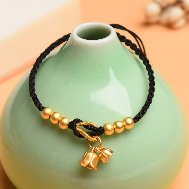 Nimara Ritual Handcrafted Lily Of The Valley Flower Charm Design Luck Protection Braided Bracelet