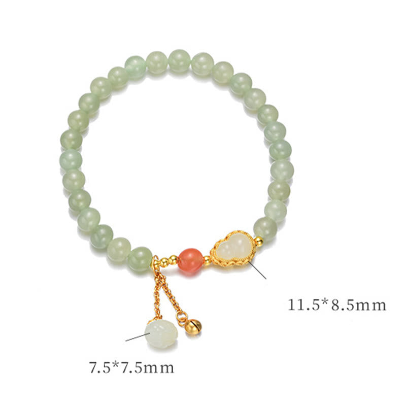 Nimara Ritual 925 Sterling Silver Hetian Jade Gourd Lotus Abundance Luck Bracelet