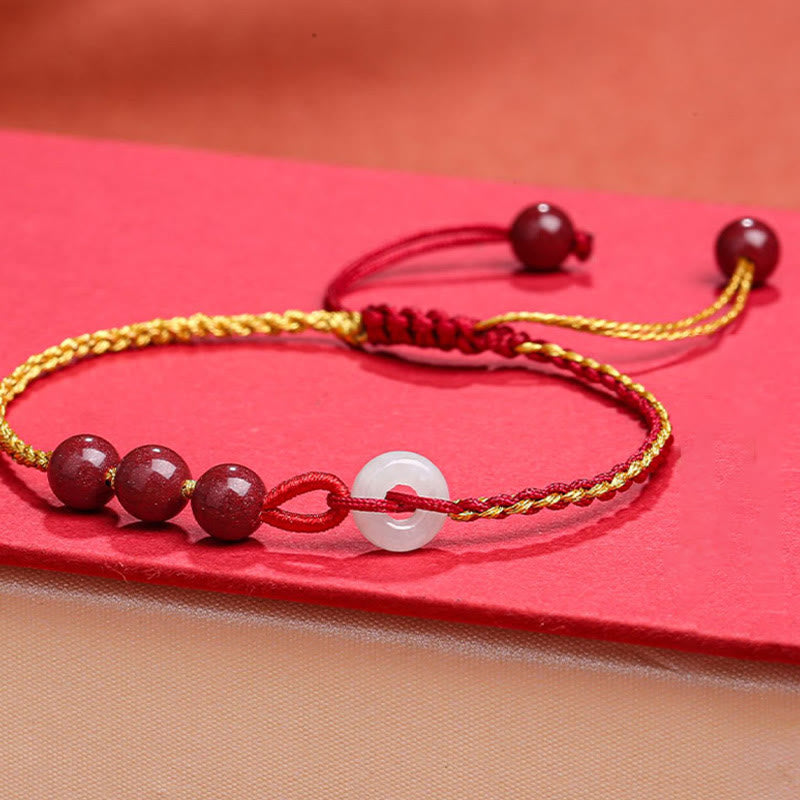 Nimara Ritual Natural Cinnabar Jade Peace Buckle Blessing Bracelet