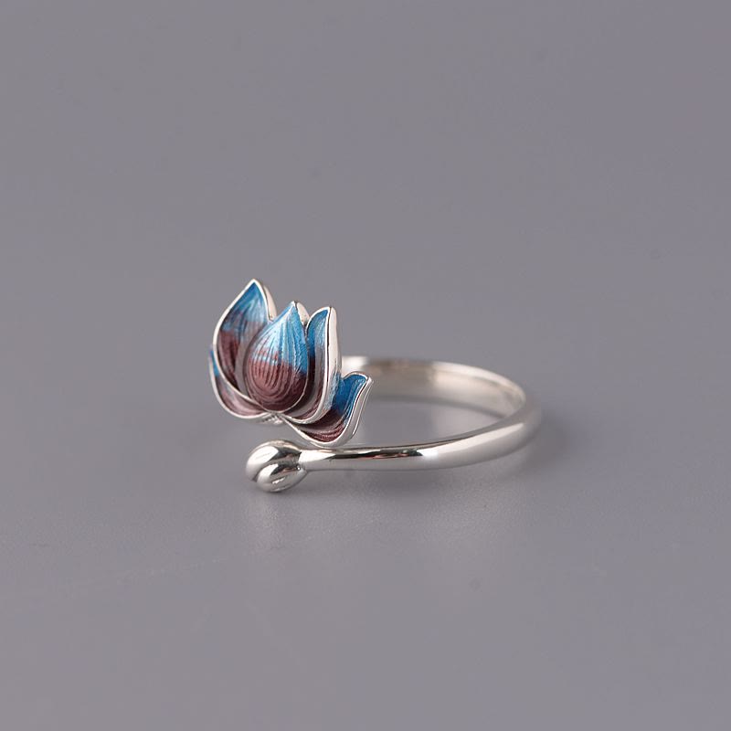 Nimara Ritual 925 Sterling Silver Lotus Flower New Beginning Adjustable Ring