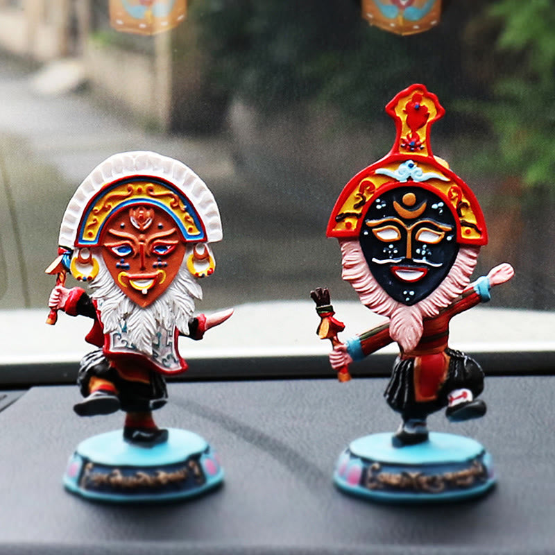 Nimara Ritual Tibetan Opera Face Mask Puppet Home Office Car Decoration Ornament