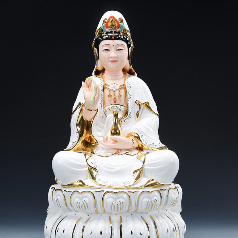 Nimara Ritual Chenrezig Bodhisattva Avalokitesvara Success Ceramic Statue Home Decoration