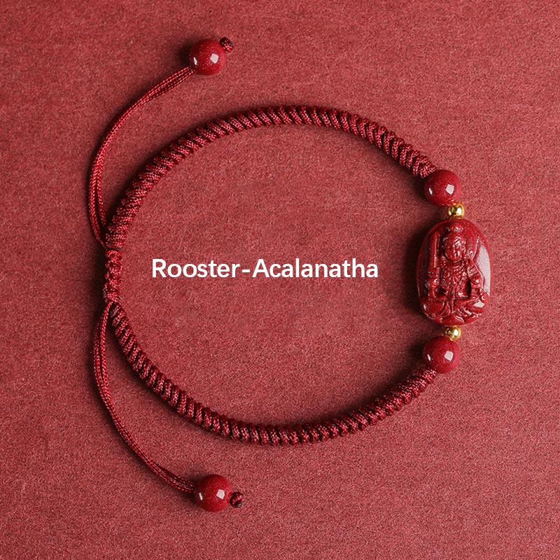 Nimara Ritual Chinese Zodiac Natal Buddha Cinnabar Keep Away Evil Spirits Rope Bracelet
