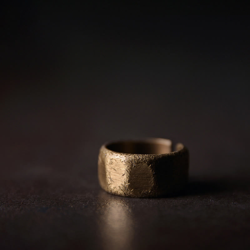 Nimara Ritual Tibetan Simple Design Copper Brass Frosted Wealth Ring