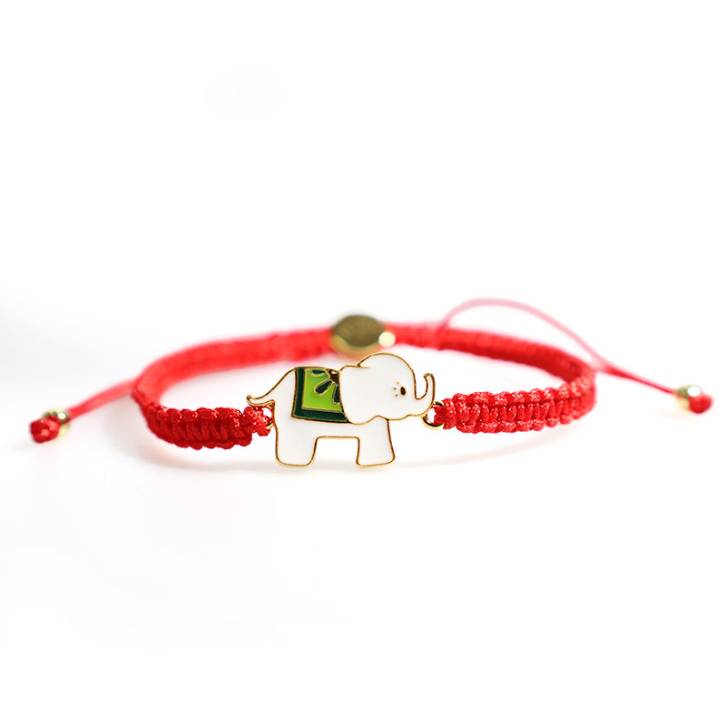Nimara Ritual Tibetan Handmade 925 Sterling Silver Lucky Elephant Red String Bracelet