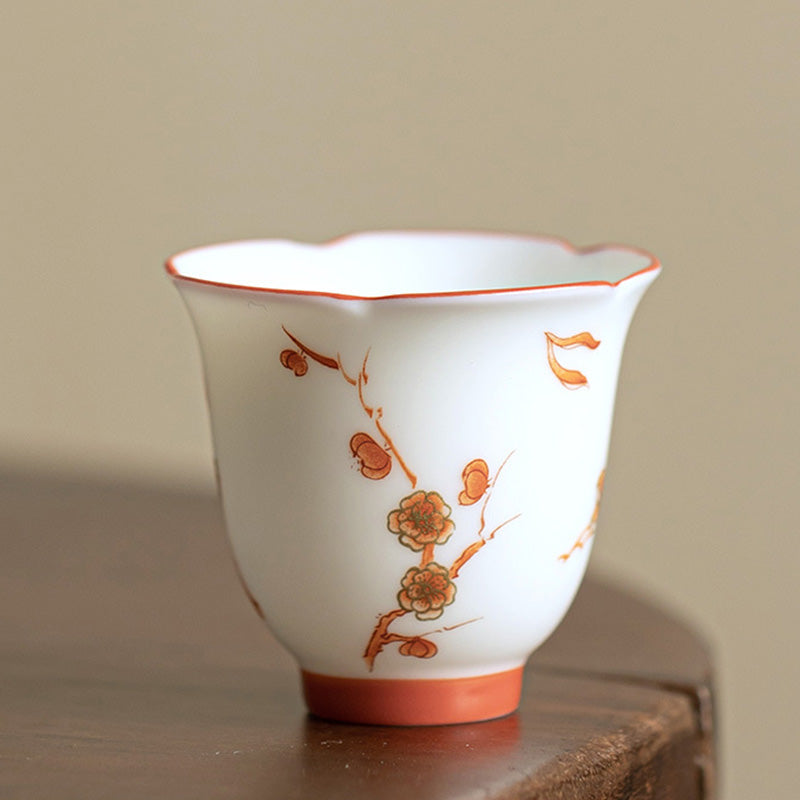 Nimara Ritual White Porcelain Flowers Ceramic Gaiwan Sancai Teacup Kung Fu Tea Cup And Saucer With Lid