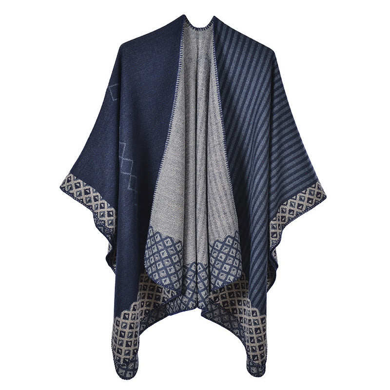 Nimara Ritual Tibetan Shawl Striped Diamond Pattern Winter Warm Soft Scarf