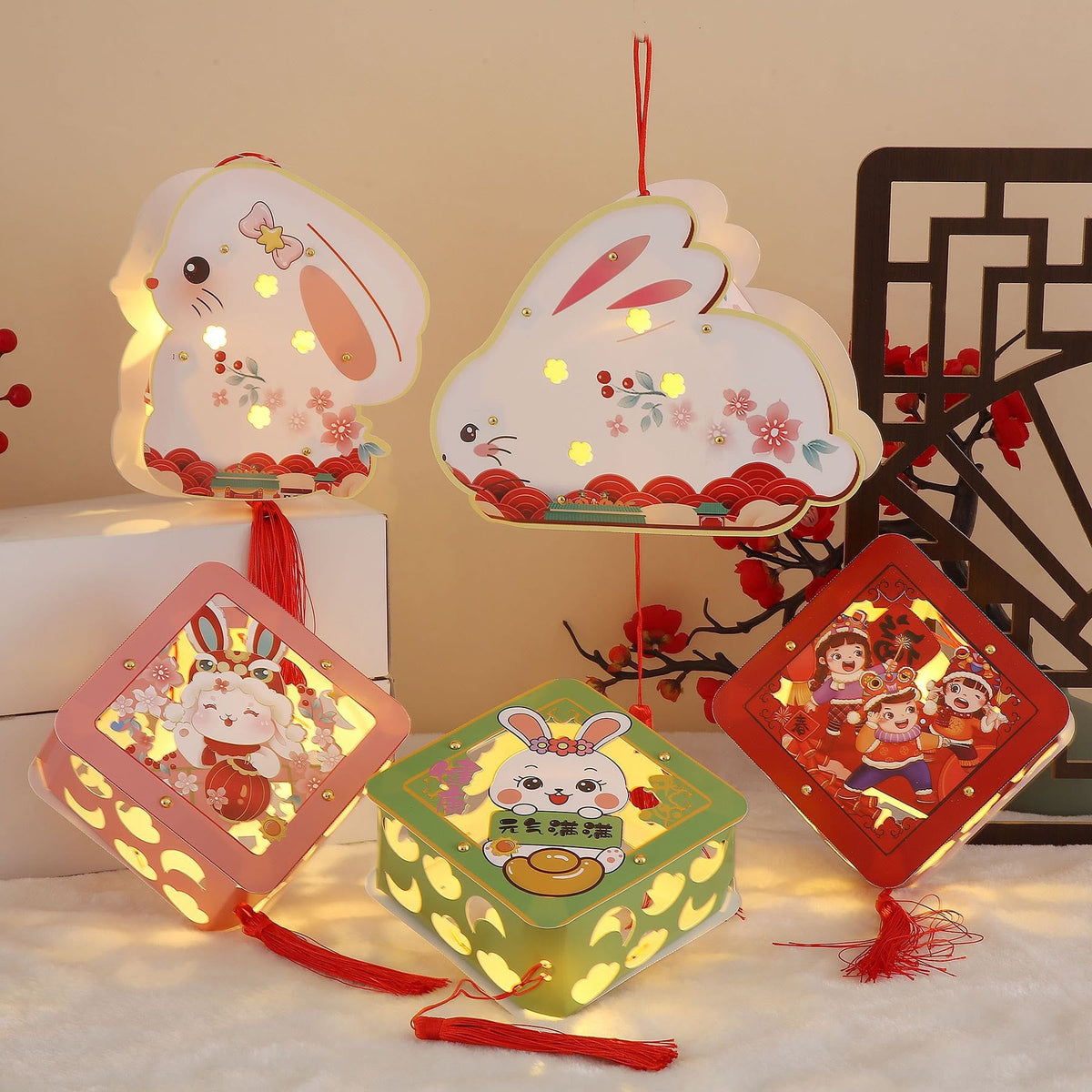 Nimara Ritual DIY Good Luck Cute Rabbit Paper Lantern Lamp Mid-Autumn Festival Lantern Decoration