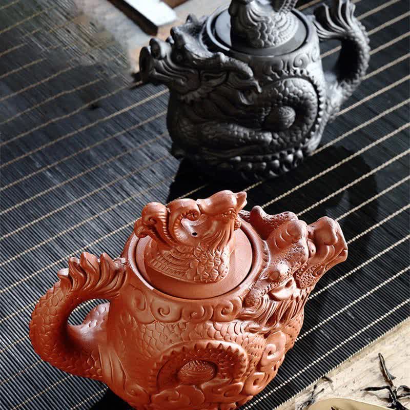 Nimara Ritual Vintage Dragon Phoenix Ceramic Teapot