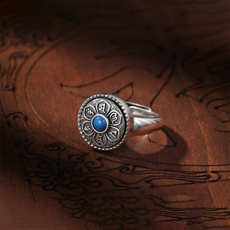 Nimara Ritual Tibetan Om Mani Padme Hum Peace Rotatable Ring