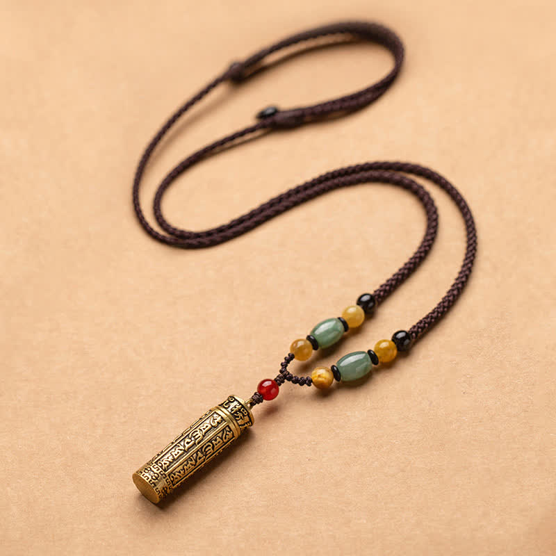 Nimara Ritualhop Tibet Om Mani Padme Hum Agate Shurangama Sutra Protection Necklace Pendant