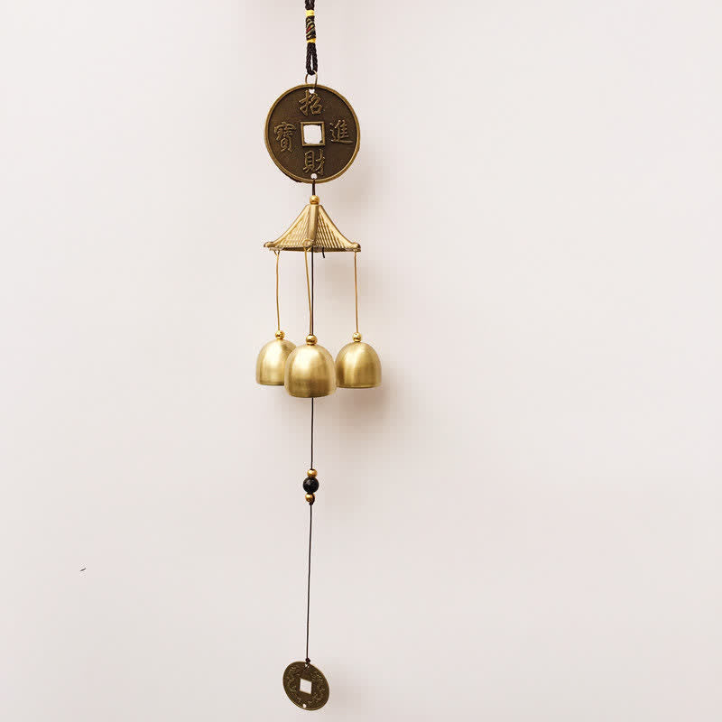 Nimara Ritual Blessing Letter Elephant Bagua Auspicious Coin Wall Hanging Chime Bell Handmade Home Decoration