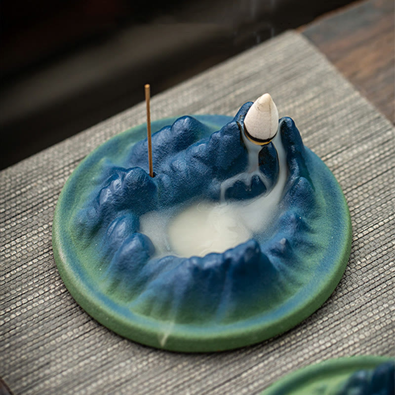 Nimara Ritual Creative Mountain River Ceramic Healing Backflow Incense Burner