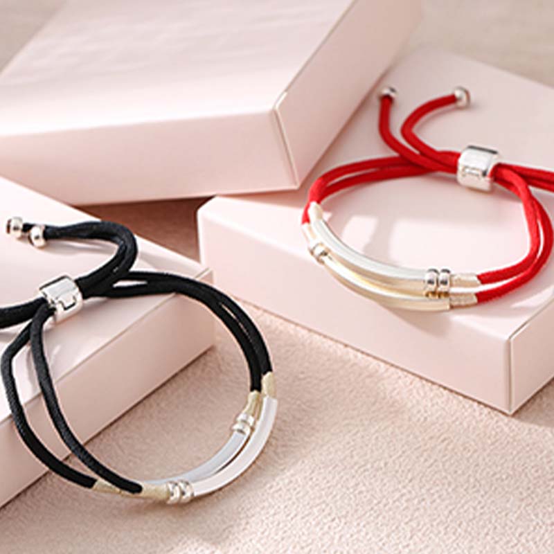 Nimara Ritual 925 Sterling Silver Red String Layered Braid Bracelet