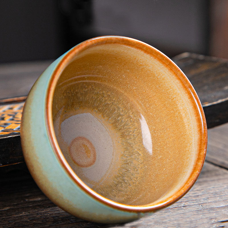 Nimara Ritual Colorful Deer Pipa Snow Plum Blossoms Mountains Rivers Bird Ceramic Teacup Kung Fu Tea Cup Bowl