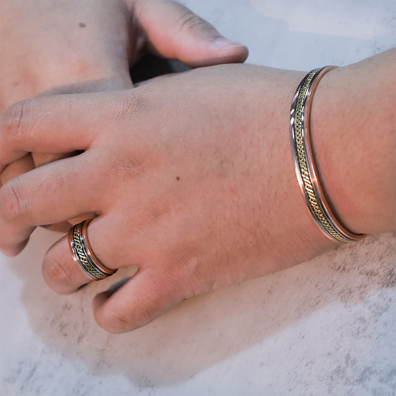 Nimara Ritual Magnetic Copper Balance Adjustable Cuff Bracelet Bangle Ring