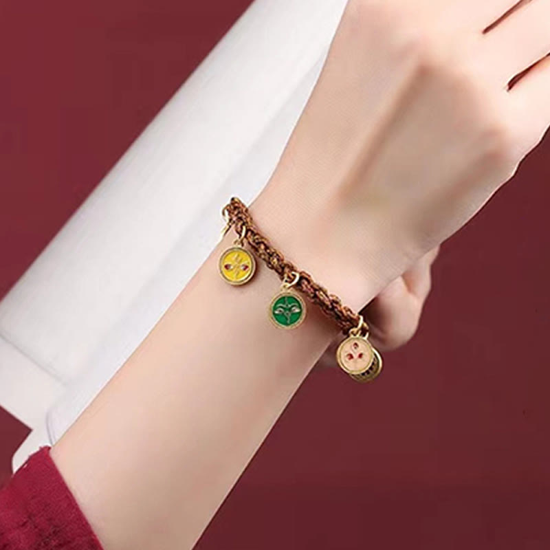 Nimara Ritual Tibetan Five God Of Wealth Thangka Luck Braid String Bracelet