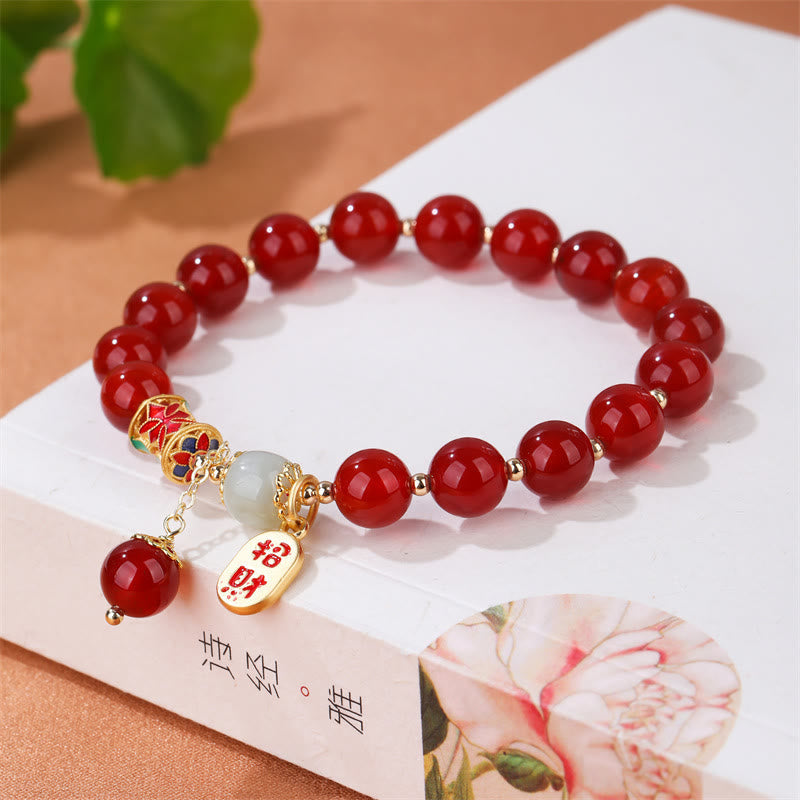 Nimara Ritual Natural Red Agate Jade Confidence Fortune Blessing Charm Bracelet