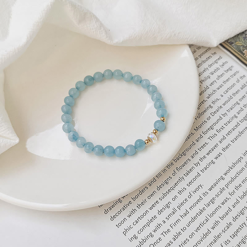 Nimara Ritual 14K Gold Plated Copper Aquamarine White Crystal White Agate Blue Crystal Healing Bracelet