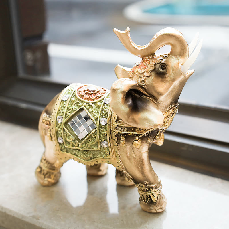 Nimara Ritual Lucky Feng Shui Green Elephant Statue Sculpture Wealth Figurine Gift Home Decoration