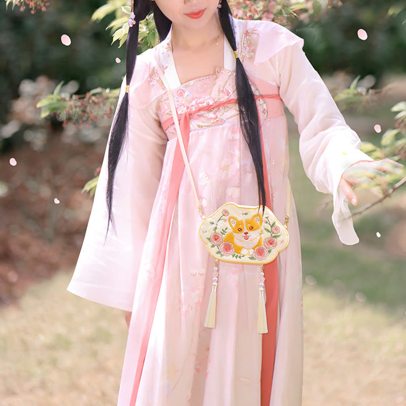 Nimara Ritual Embroidery Lucky Panda Cat Shiba Inu Deer Rabbit Fox Flower Cute Animal Hanfu Bag Crossbody Bag Shoulder Bag