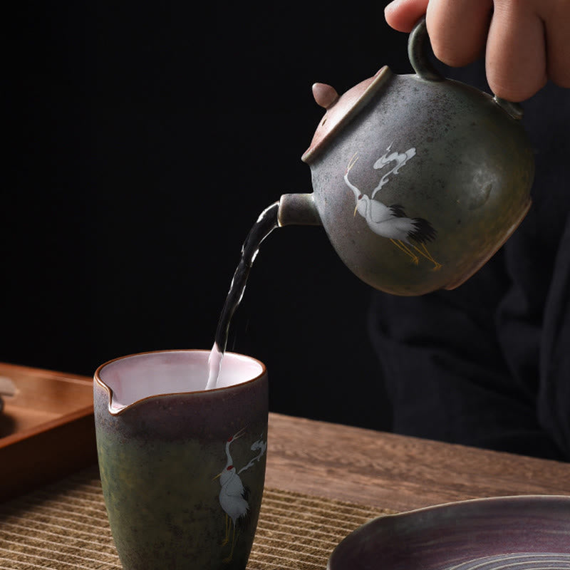 Nimara Ritual White Crane Cloud Chinese Gongfu Tea Ceramic Kung Fu Teapot