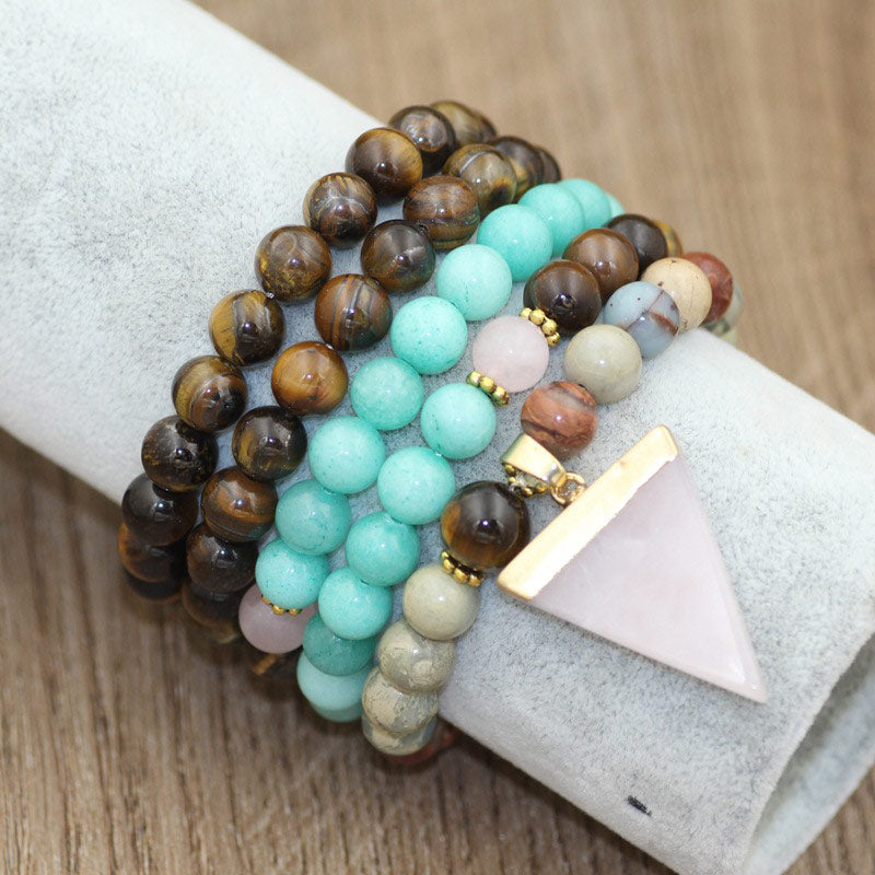 Nimara Ritual 108 Beads Natural Stone Tiger Eye Mala Healing Bracelet