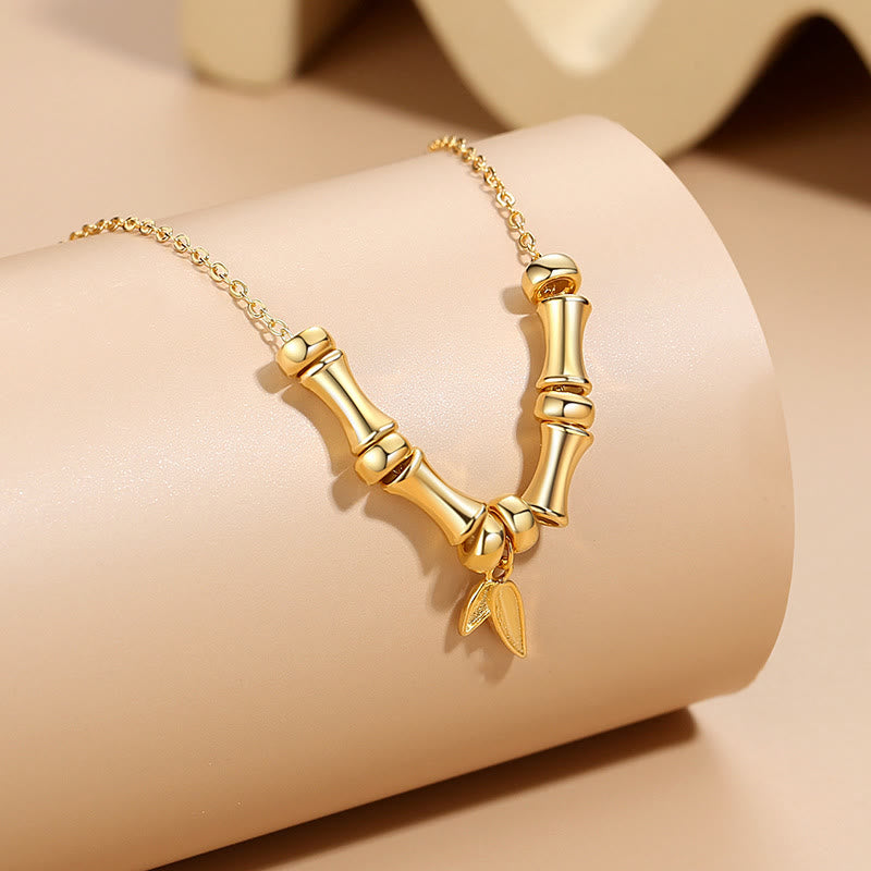 Nimara Ritual Golden Bamboo Pattern Titanium Steel Wealth Necklace Pendant