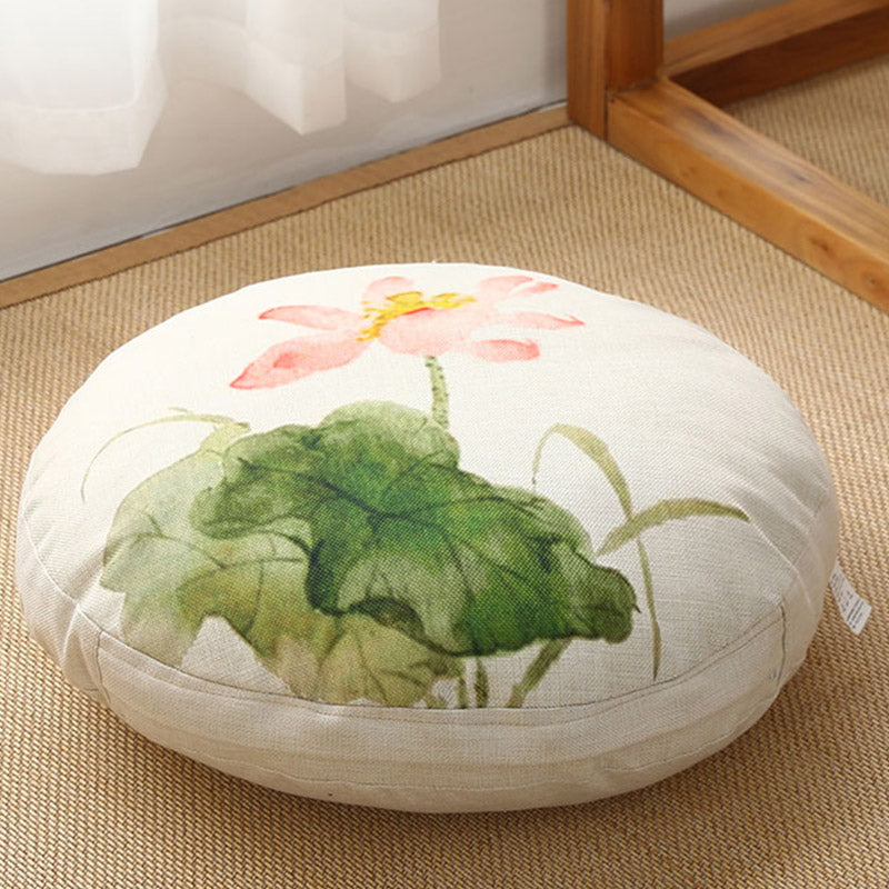 Nimara Ritual Lotus Simple Pattern Linen Meditation Seat Cushion Home Living Room Decoration