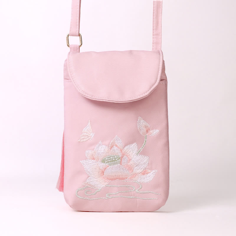 Nimara Ritual Small Embroidered Flowers Crossbody Bag Shoulder Bag Double Layer Cellphone Bag
