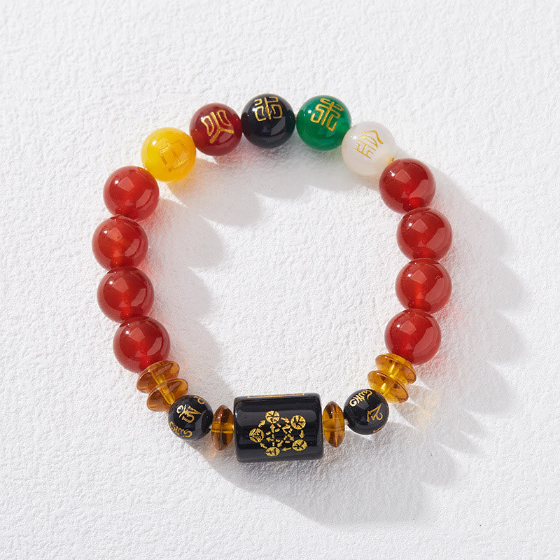 Nimara Ritual Five Elements Black Onyx Red Agate Wisdom Wealth Bracelet