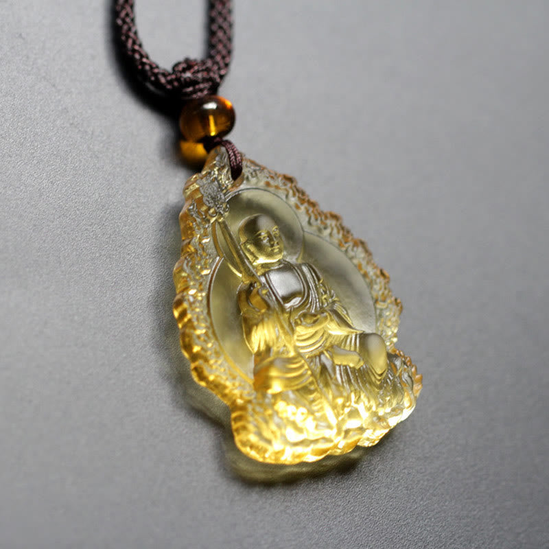Nimara Ritual Ksitigarbha Buddha Liuli Crystal Serenity Amulet Necklace Pendant
