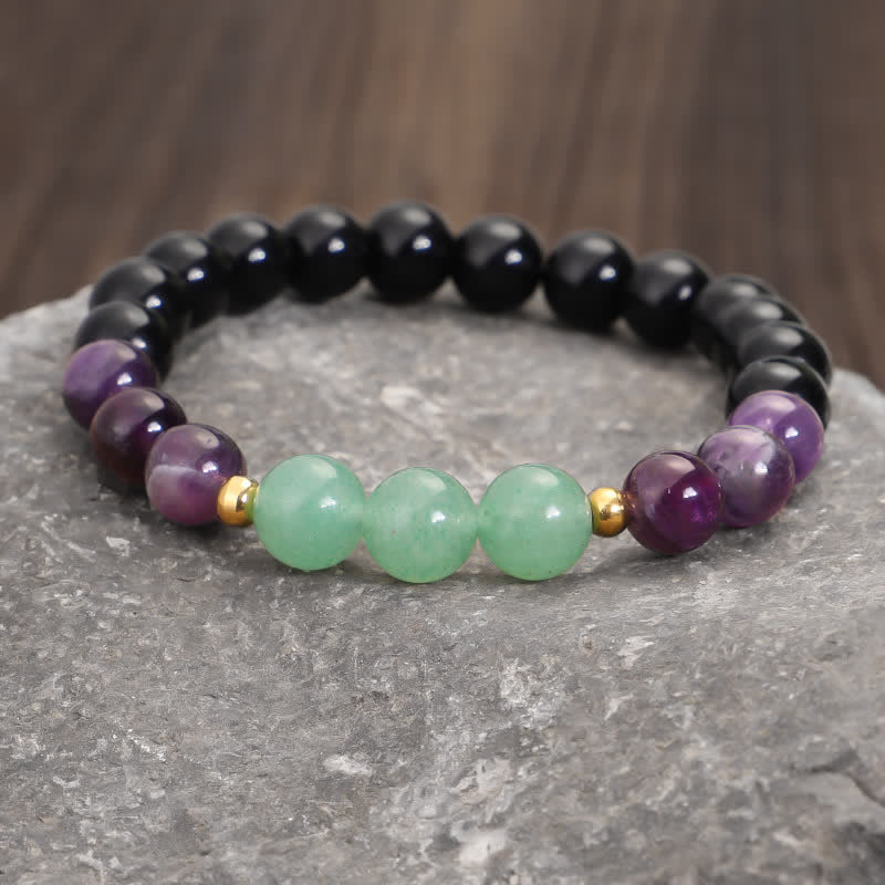 Nimara Ritual 108 Mala Beads Amethyst Green Aventurine Lotus Meditation Bracelet