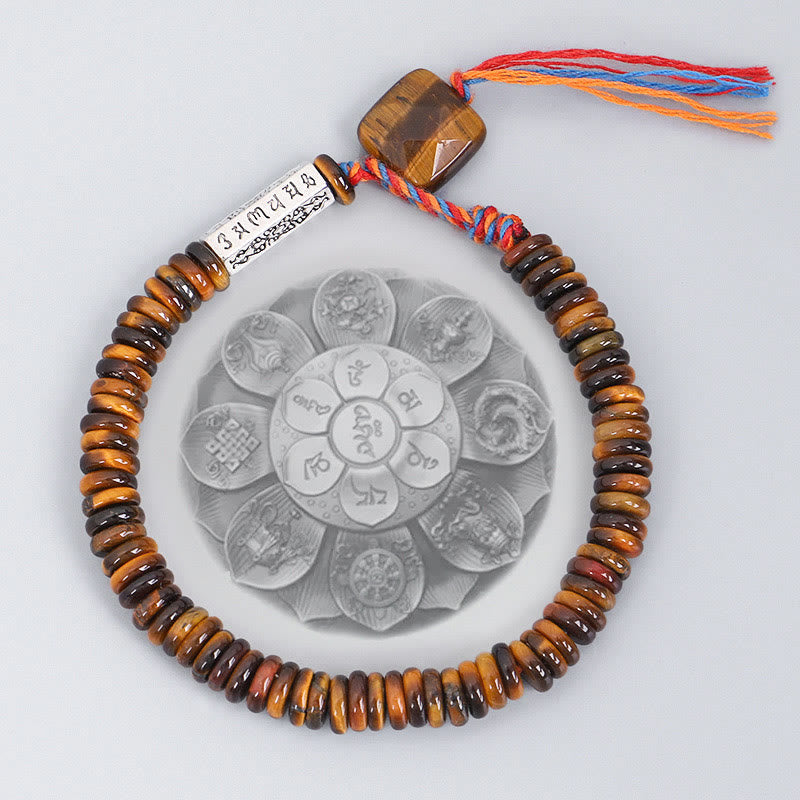 Nimara Ritual Tibetan Tiger Eye Om Mani Padme Hum Protection Power Bracelet
